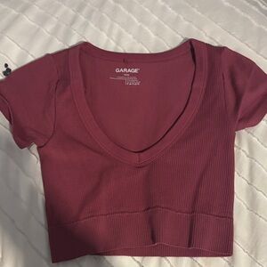 Garage Women's Ribbed Burgundy Top